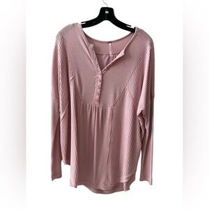 Free People Pink Long Sleeve Waffle Knit Tunic Size XS